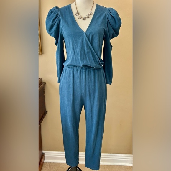 Anthropologie Nation LTD Ronda Jumpsuit Long Sleeve Puff Shoulder Made in Peru M - Picture 4 of 16